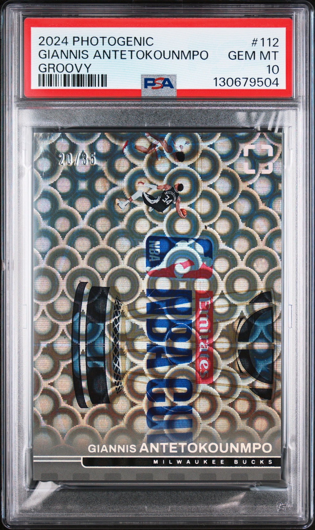2024-25 Panini Photogenic #112 Giannis Antetokounmpo Groovy PSA 10 #/35