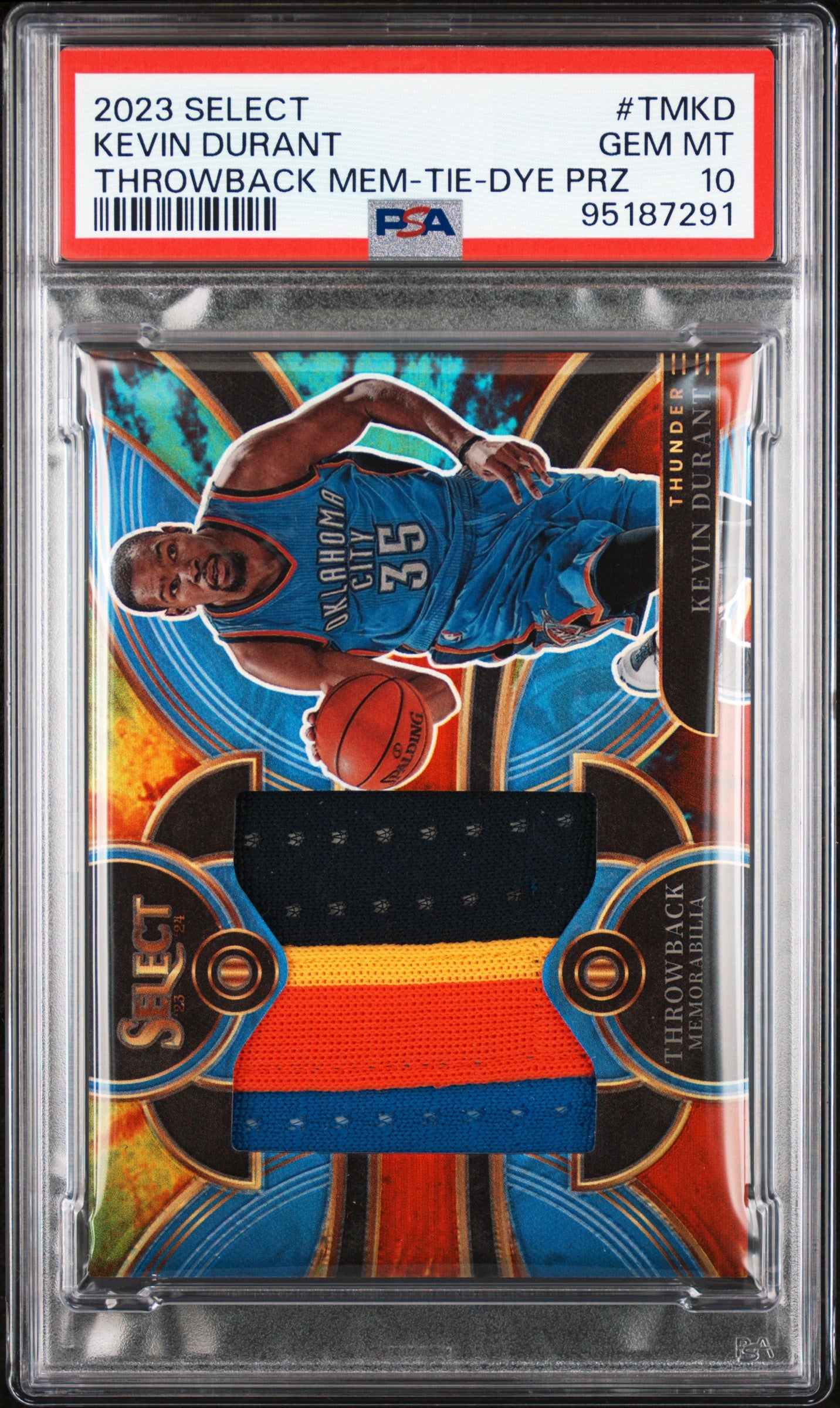 SELECT PSA 10 (POP 1) #TM-KD Kevin Durant Memorabilia  #/25 Tie-Dye Prizms