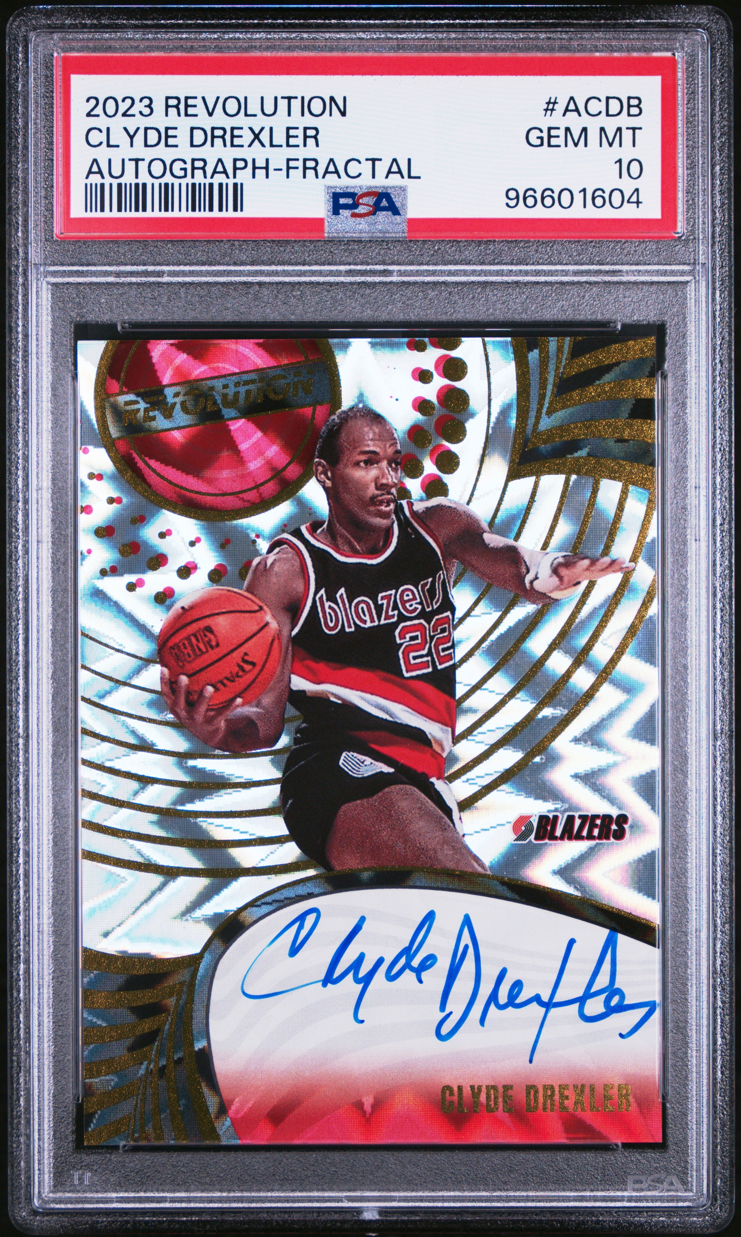 2023-24 Panini Revolution #A-CDB Clyde Drexler Autographs Fractal PSA 10 #/50