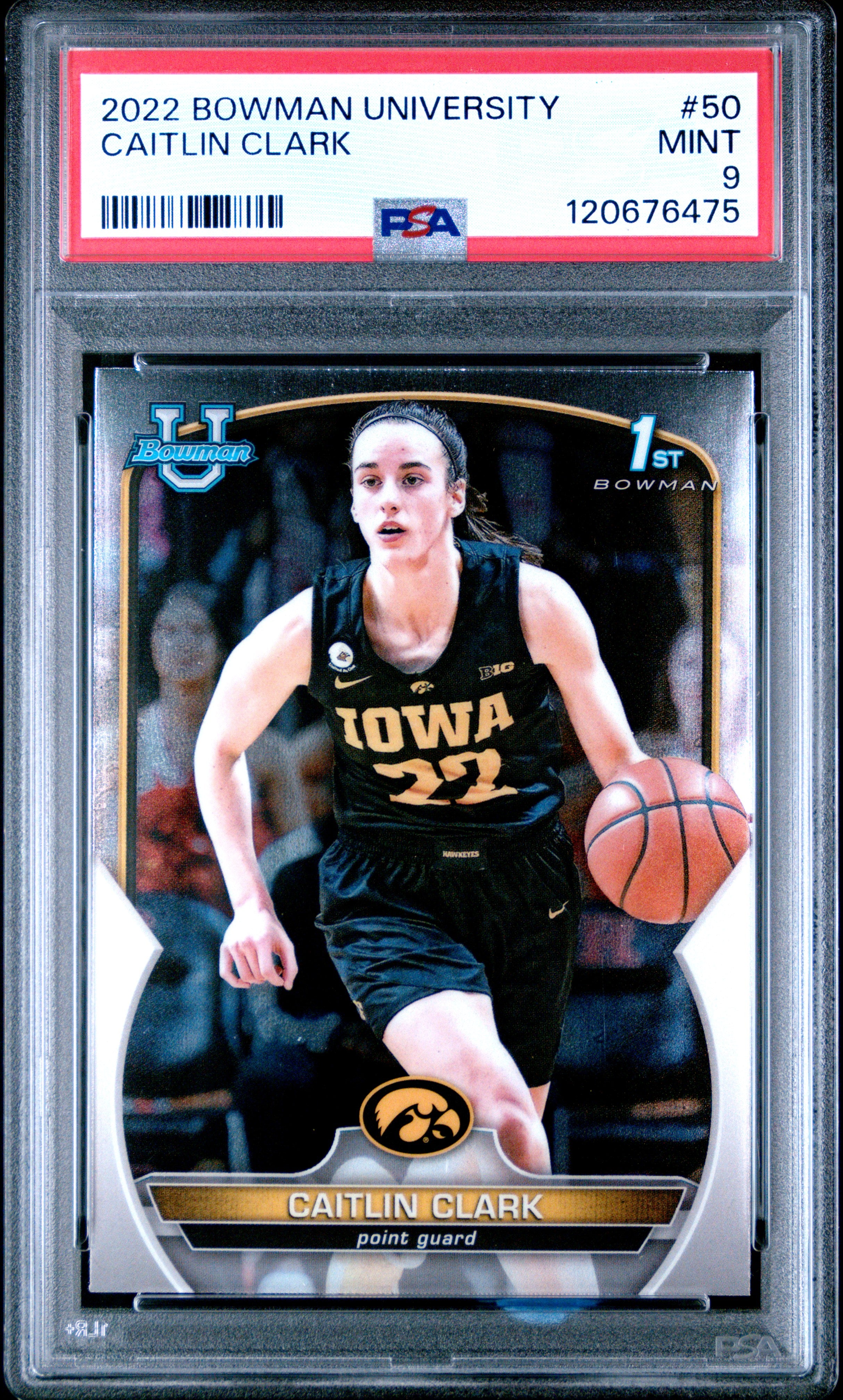 2022-23 Bowman University Chrome #50 Caitlin Clark PSA 9