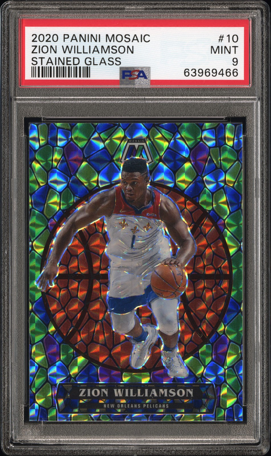 2020-21 Panini Mosaic #10 Zion Williamson Stained Glass PSA 9