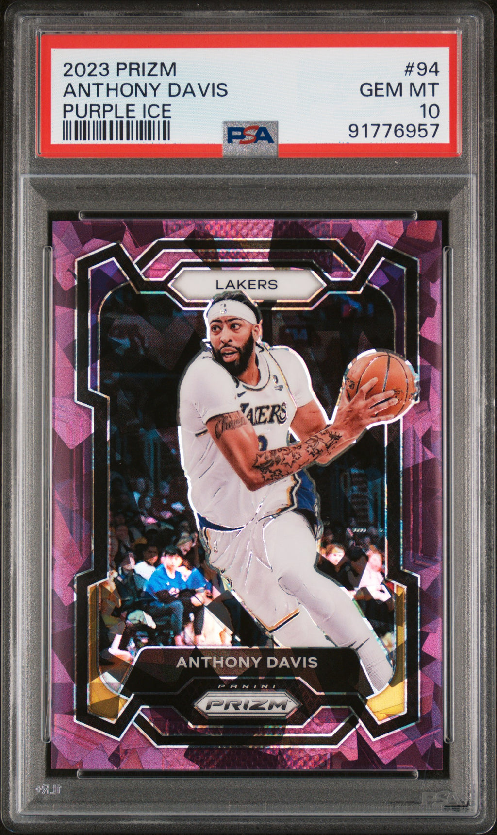 2023-24 Panini Prizm #94 Anthony Davis Prizms Purple Ice PSA 10 #/149