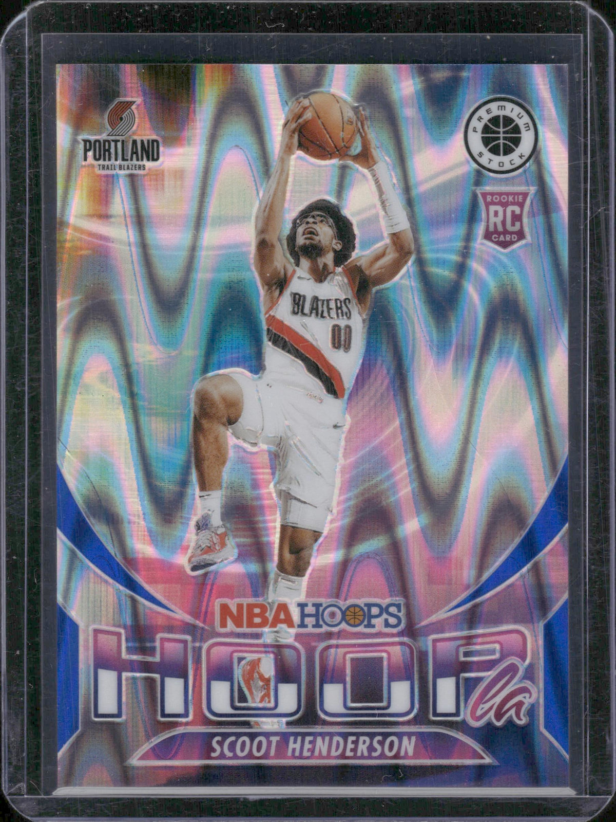 2023-24 Hoops Premium Stock #13 Scoot Henderson Hoopla Blue Seismic Prizm #/99