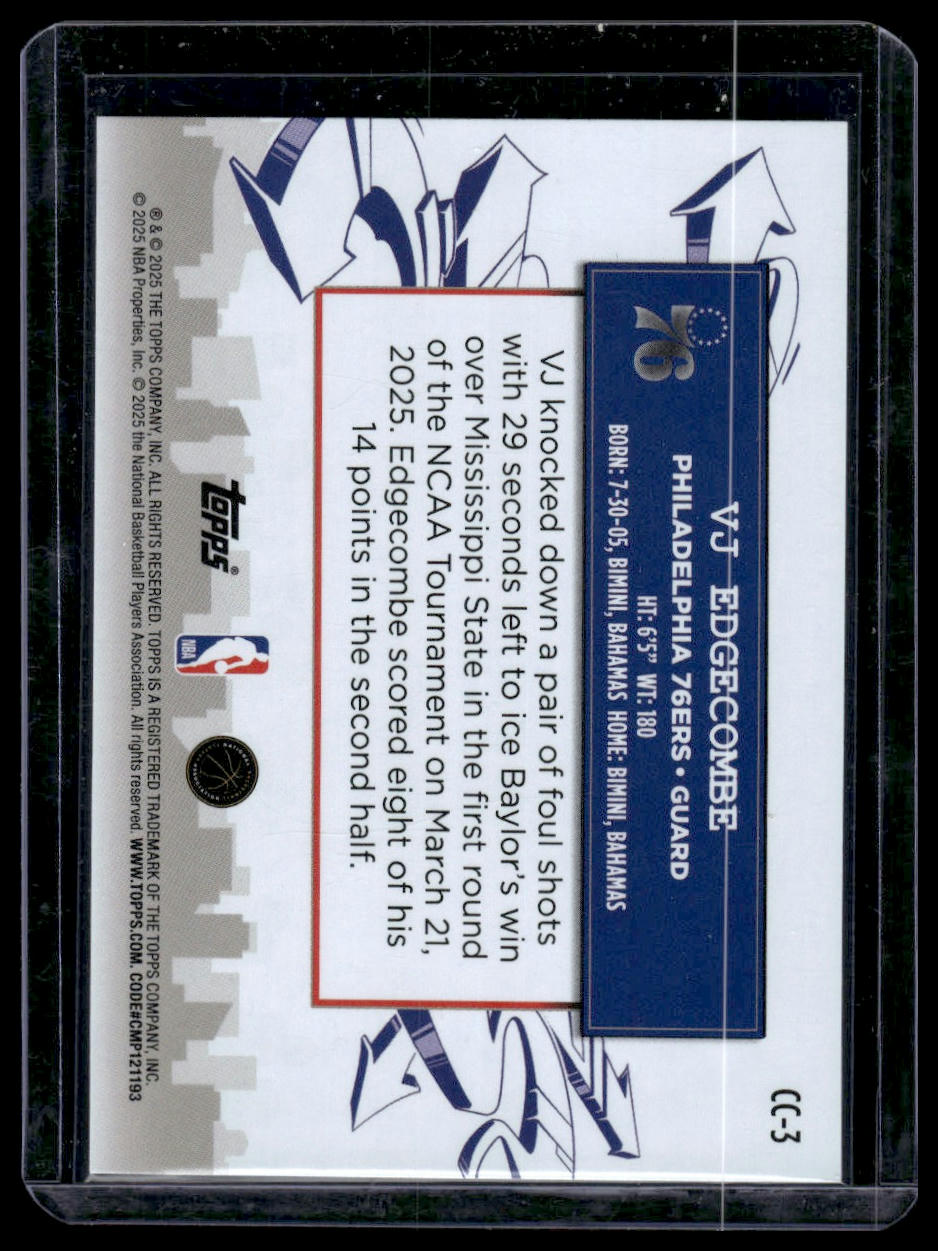 2025-26 Topps #CC-3 VJ Edgecombe Clutch City Prospects