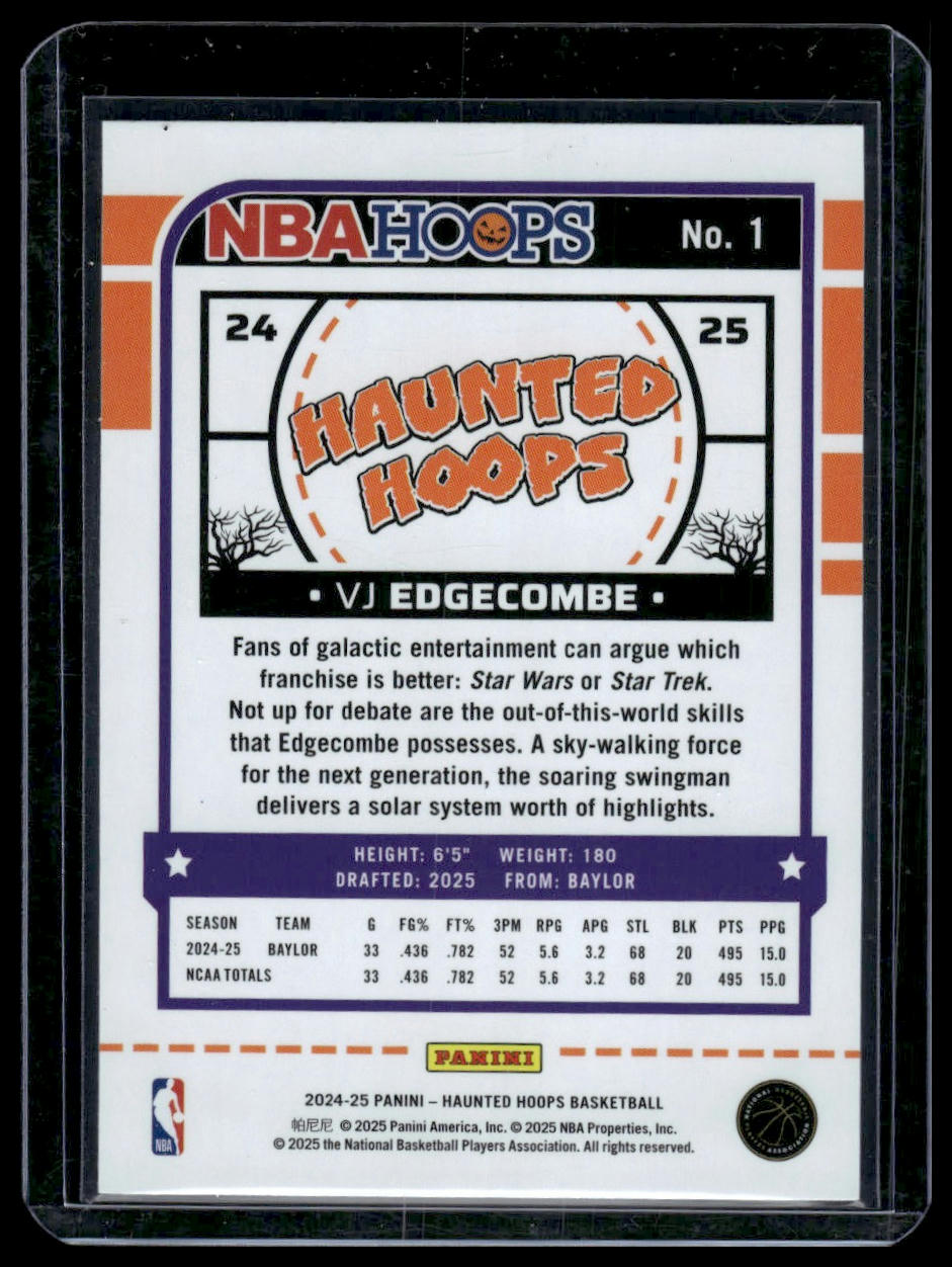 2024-25 Hoops Haunted Hoops #1 VJ Edgecombe Extended