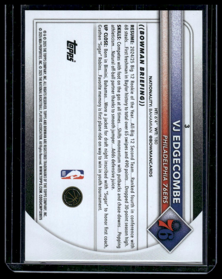 2025-26 Bowman #3 VJ Edgecombe