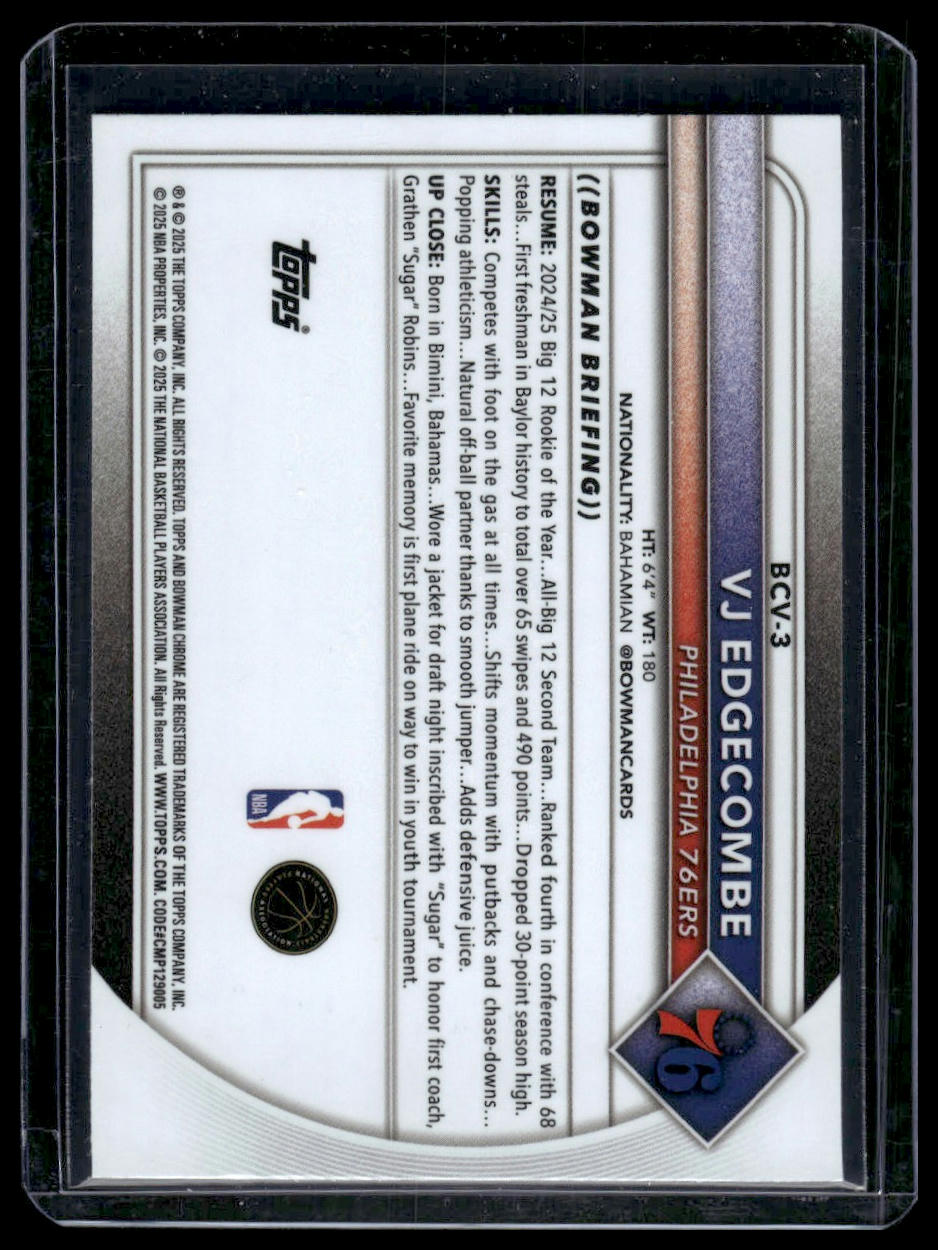 2025-26 Bowman #BCV-3 VJ Edgecombe Chrome Mojo Refractors