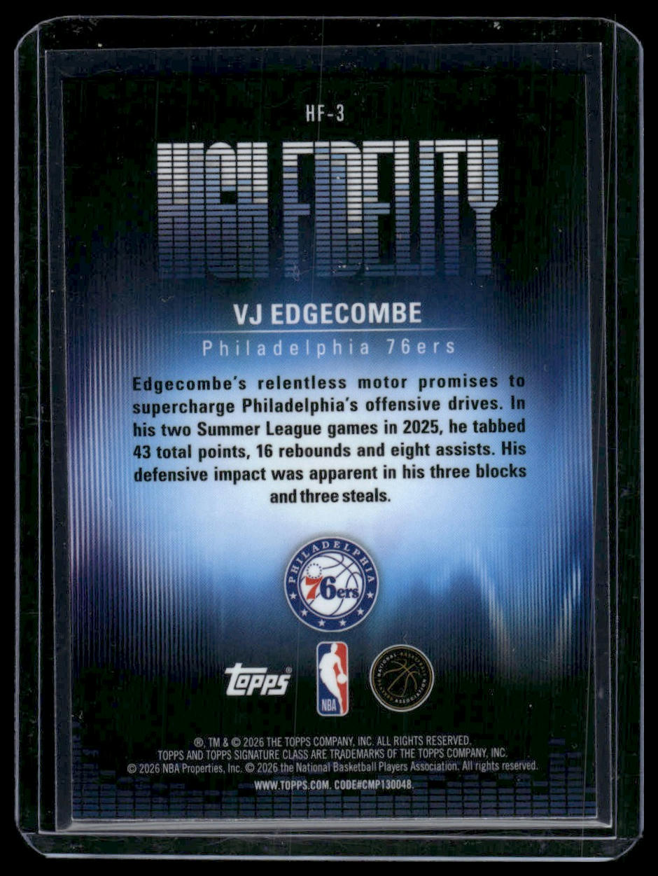 2025-26 Topps Signature Class #HF-3 VJ Edgecombe High Fidelity