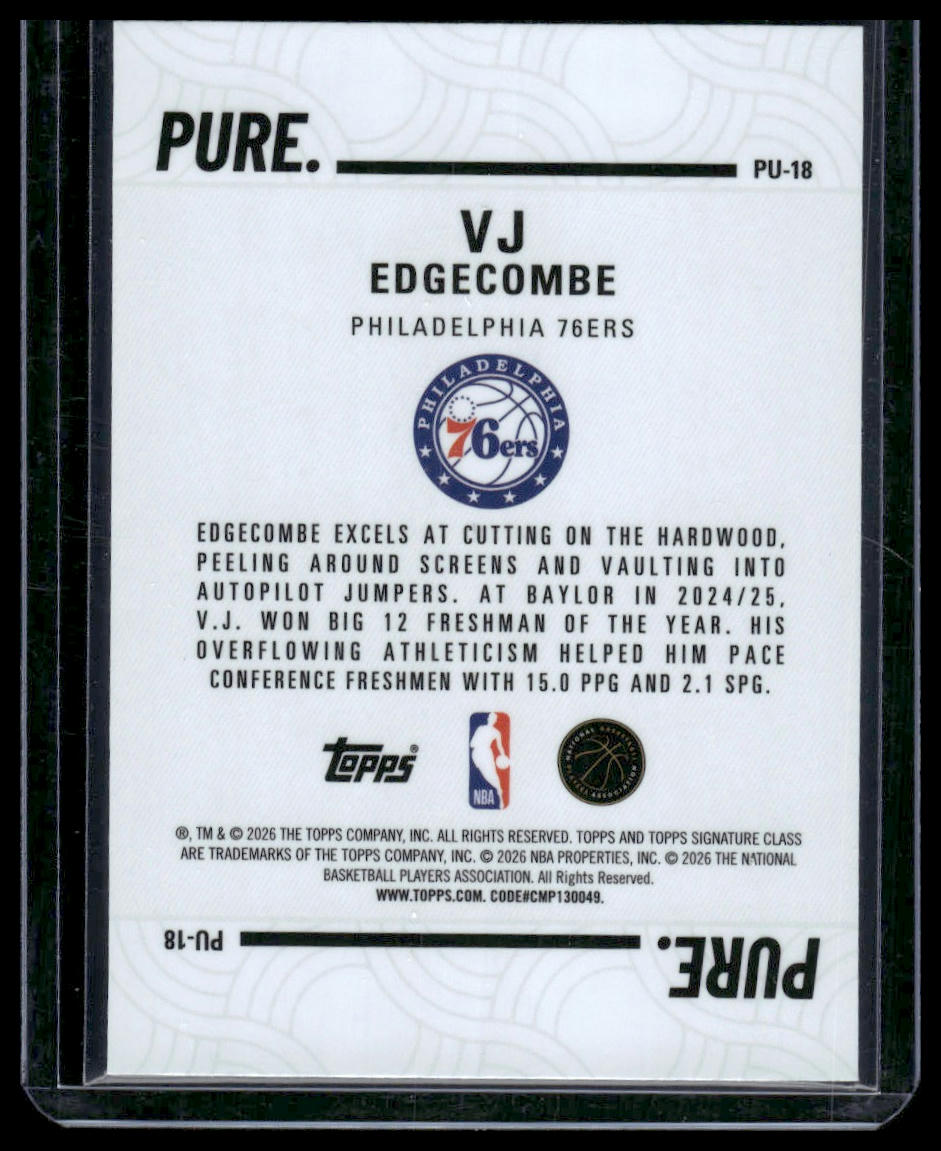 2025-26 Topps Signature Class #PU-18 VJ Edgecombe Pure