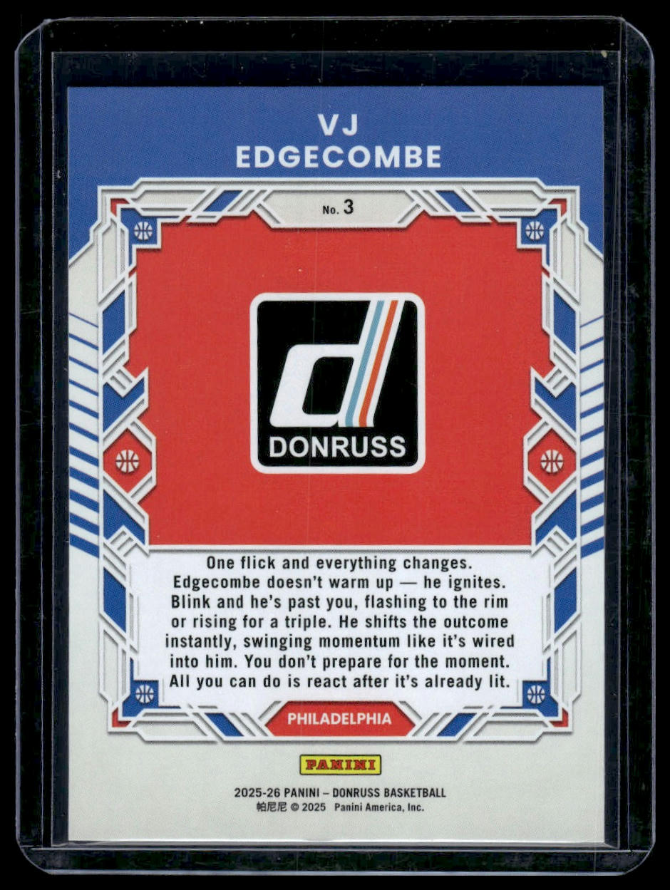 2025-26 Donruss #3 VJ Edgecombe Elite Series
