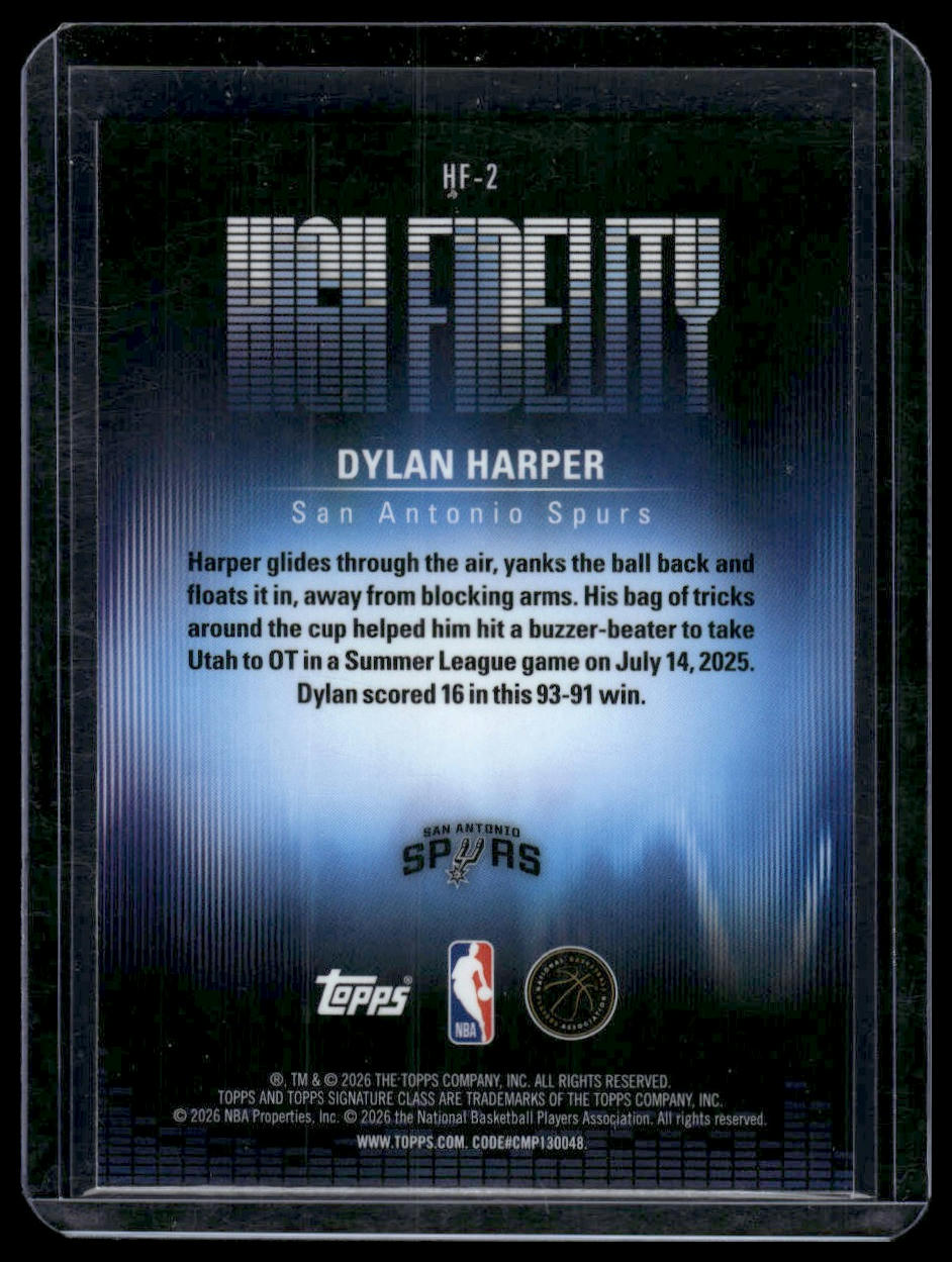 2025-26 Topps Signature Class #HF-2 Dylan Harper High Fidelity