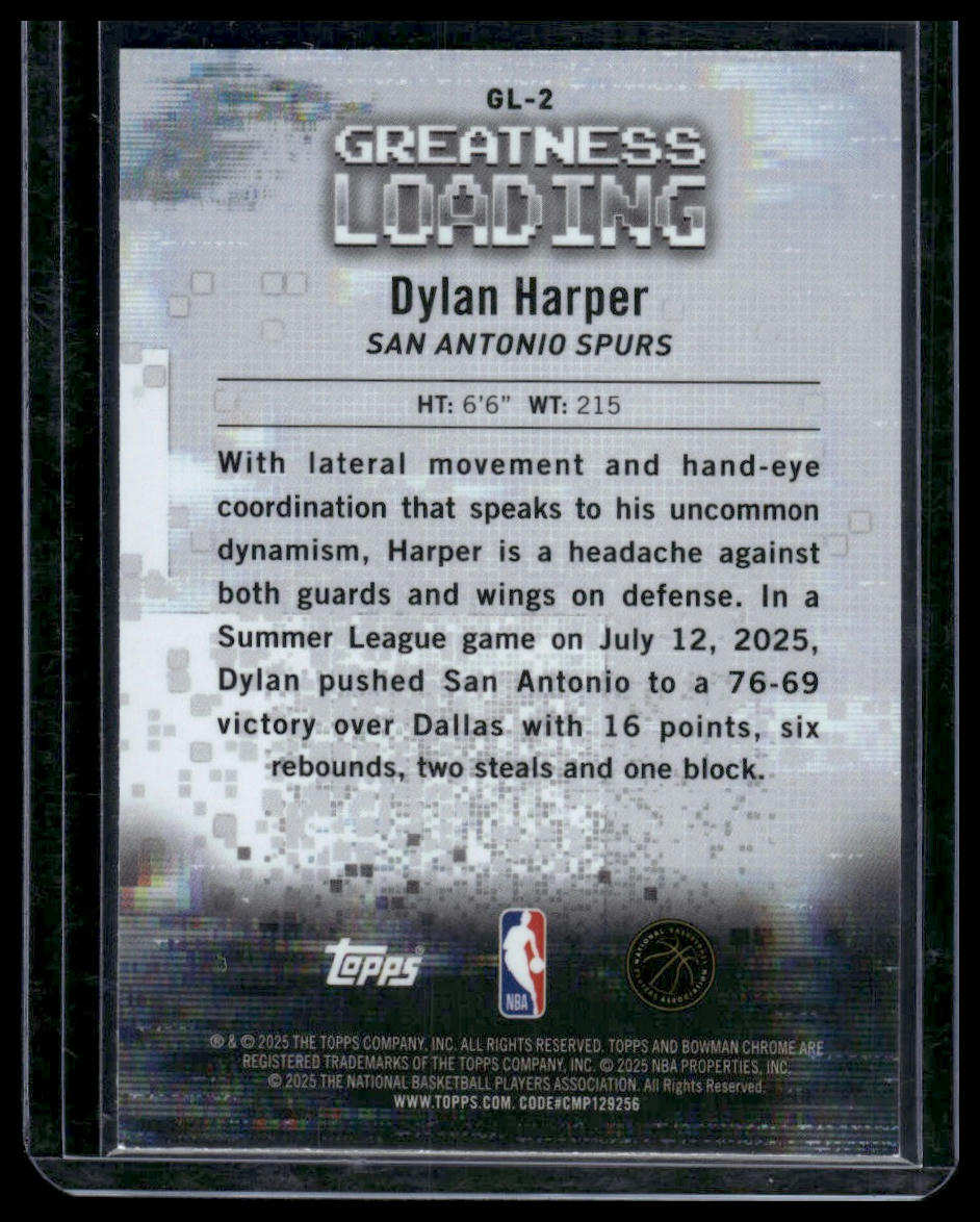 2025-26 Bowman #GL-2 Dylan Harper Greatness Loading
