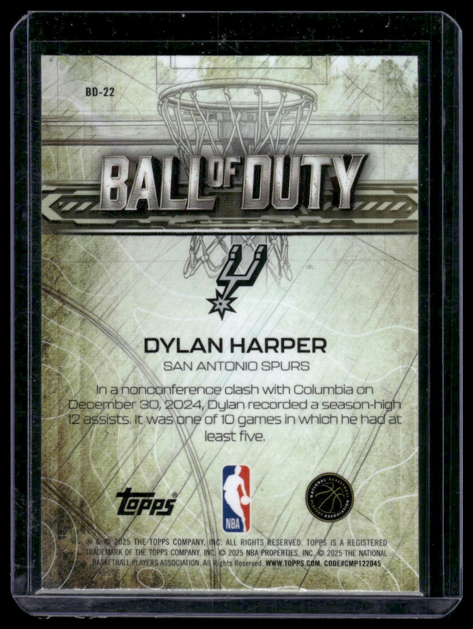 2025-26 Topps Chrome #BD-22 Dylan Harper Ball of Duty