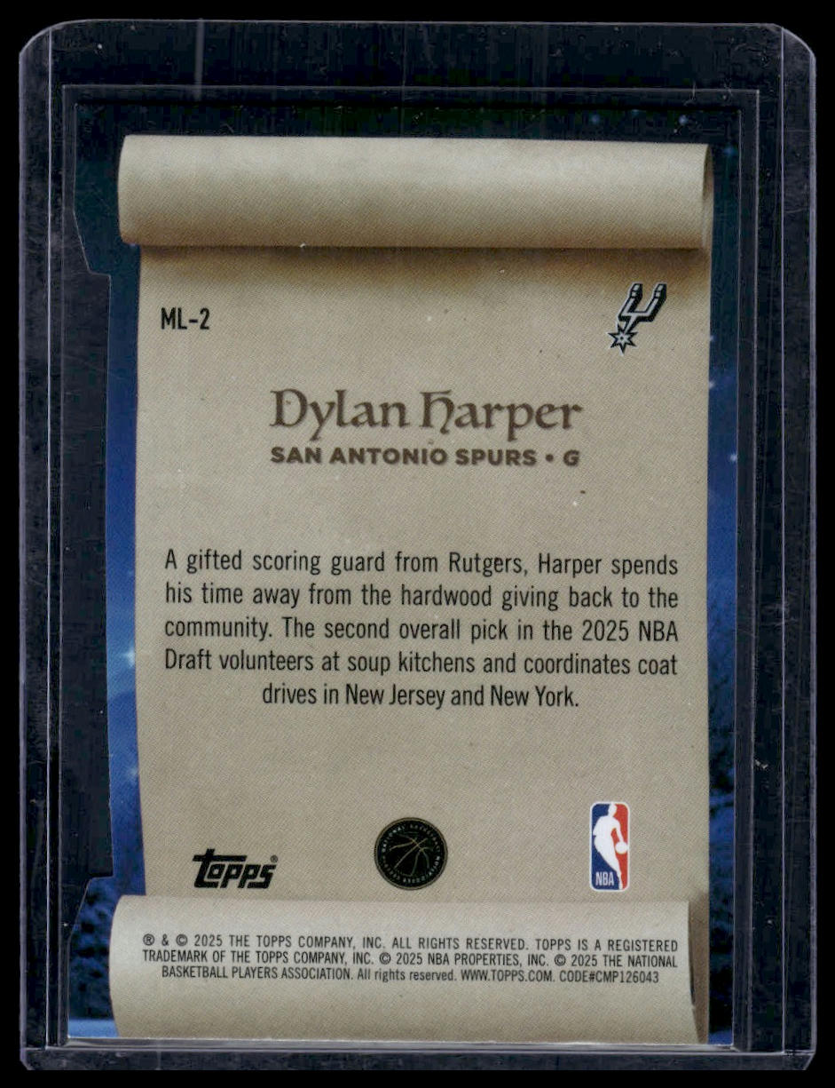 2025-26 Topps Holiday #ML-2 Dylan Harper Making The Nice List