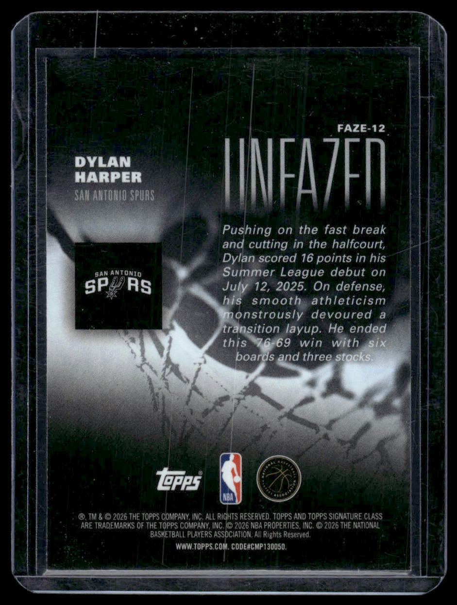 2025-26 Topps Signature Class #FAZE-12 Dylan Harper Unfazed