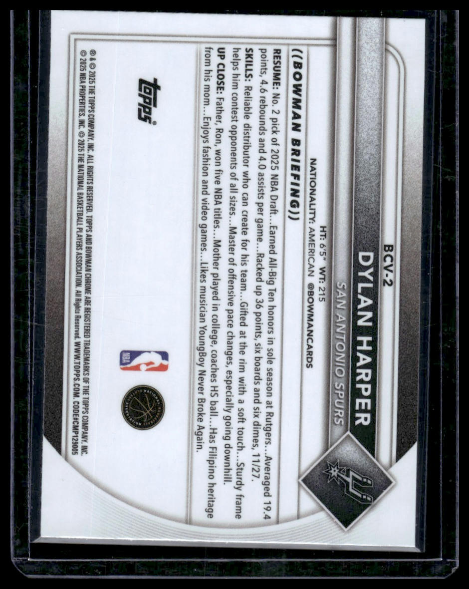 2025-26 Bowman #BCV-2 Dylan Harper Chrome
