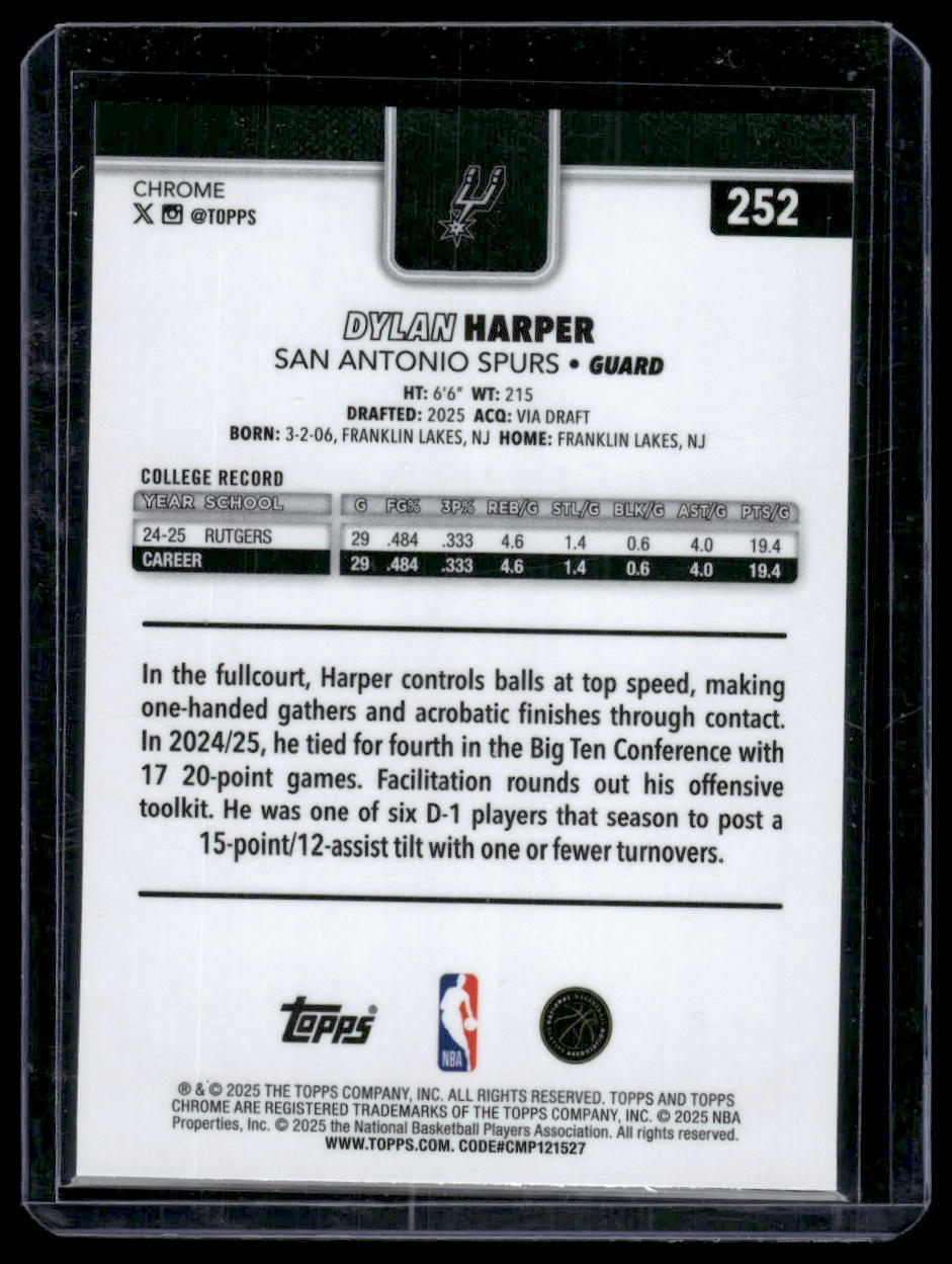 2025-26 Topps Chrome #252 Dylan Harper